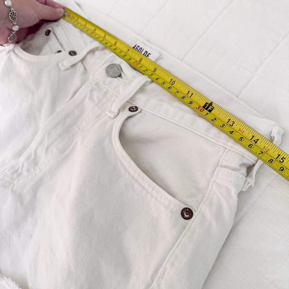 Agolde Parker Shorts 25 Cut Off Cuffed Hem Frayed Button Fly Off White Ivory - Picture 4 of 9